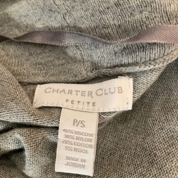 Charter club light gray open cardigan and sweater tank sweater set with sequins - Picture 13 of 13